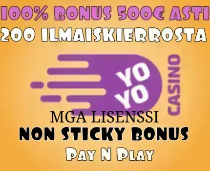 YoYo casino paynplay nettikasino 100 non sticky bonus