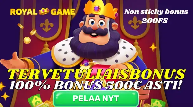 Royalgame banner tervetuliaisbonus 100% bonus 500€
